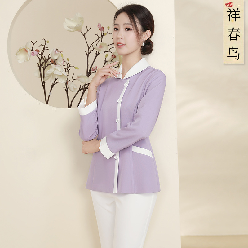 Форма медсестры Xiangchunniao для женщин длинный рукав раздельный костюм элегантная лёгкая медицинская красота аптека стоматология передний стол приёмная