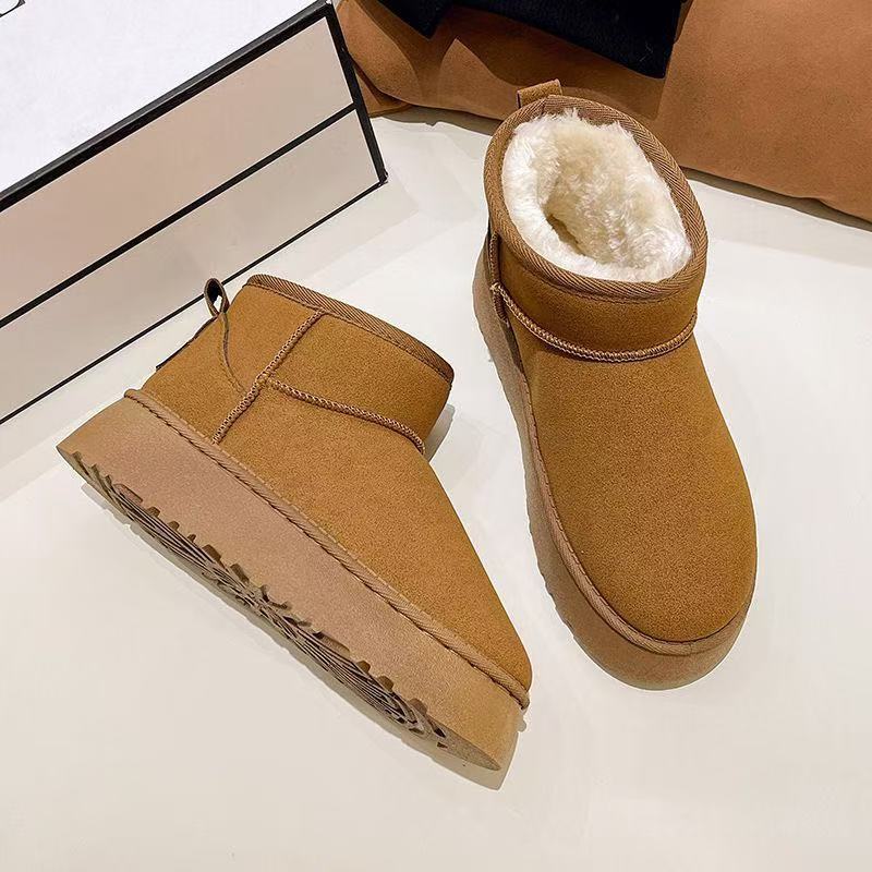 Женские зимние сапоги с плюшевой подкладкой, утолщенные для тепла, водонепроницаемые, популярные, нескользящие, с толстой подошвой, для улицы