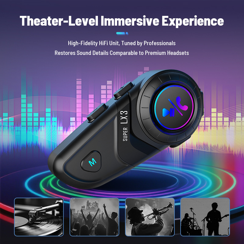 Source Factory Upgraded Lx3 Motorcycle Helmet Headset Wireless 5.4 Riding Waterproof Bluetooth
