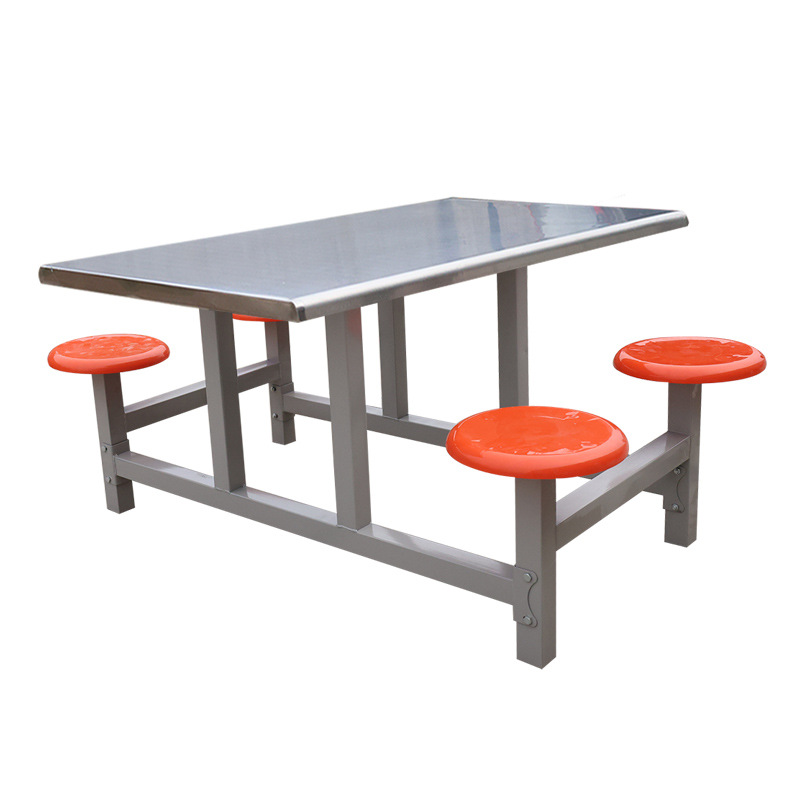 School Student Canteen Dining Table and Chair Combination 4-Person 8-Person Stainless Steel Employee Conjoined Fast Food Table and Chair Canteen Dining Table