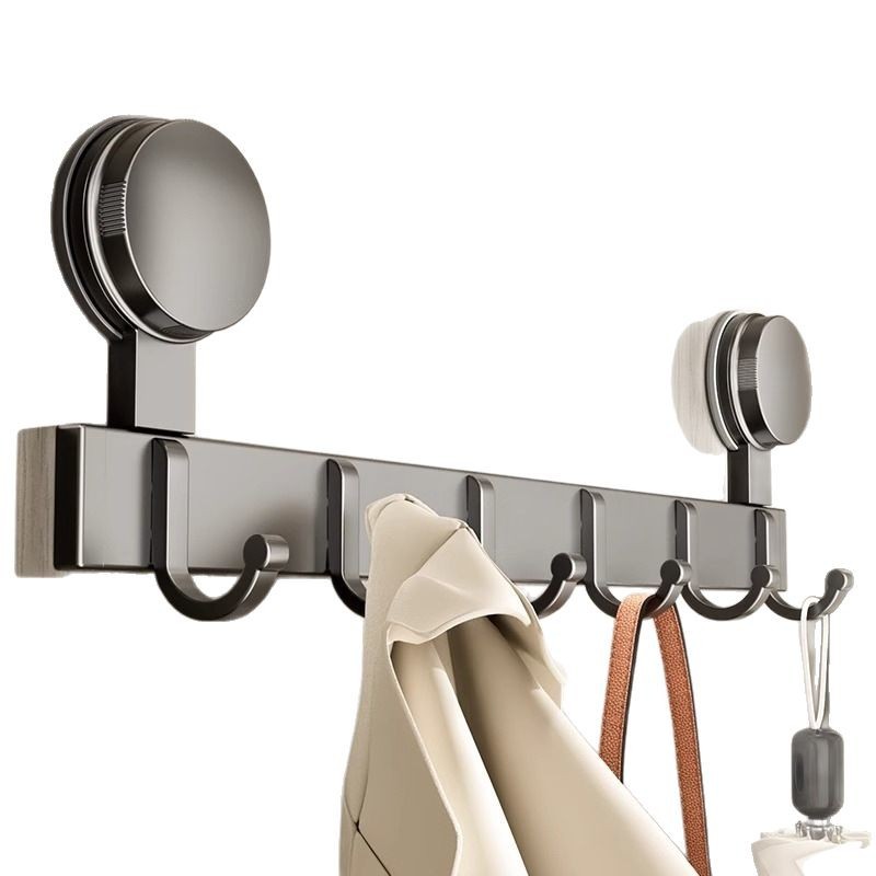 Custom Suction Cup Coat Hooks for Entryway, Gun Gray Storage Rack, No-Drill Adhesive Row Hooks
