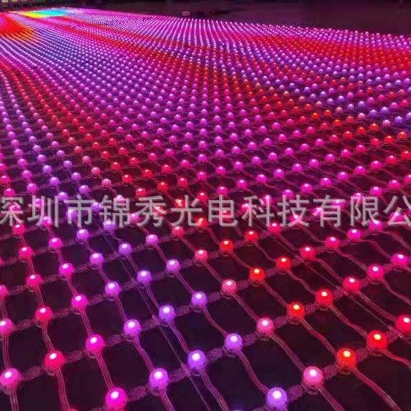 Popular led point light source grid screen led brightening shutter screen steel wire fixed waterproof hollow led transparent screen