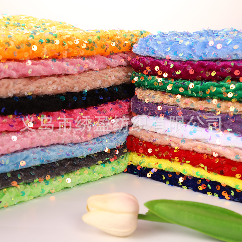 5mm Velvet Sequin Embroidery Fabric Clothing Evening Dress Sequin Fabric Luggage Christmas Craft Embroidery Fabric