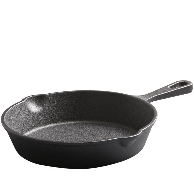 Cast Iron Skillet Small Frying Pan Flat Non-Stick Pan Household Egg Frying Pan Large Iron Pan Induction Cooker Non-Stick Cookware Set Wok