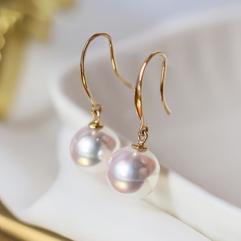 Серьги из 18К цветного золота с пресноводным жемчугом, корейский стиль, персонализированные модные серьги, женские подарки на праздник, оптовая продажа