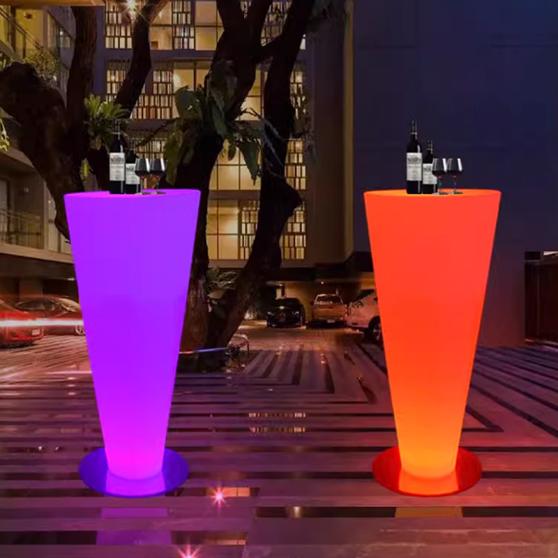 Outdoor Luminous Bar Commercial Cocktail Table Bar Clear Bar Luminous High Table and Chairs Open-Air Event Exhibition Round Table