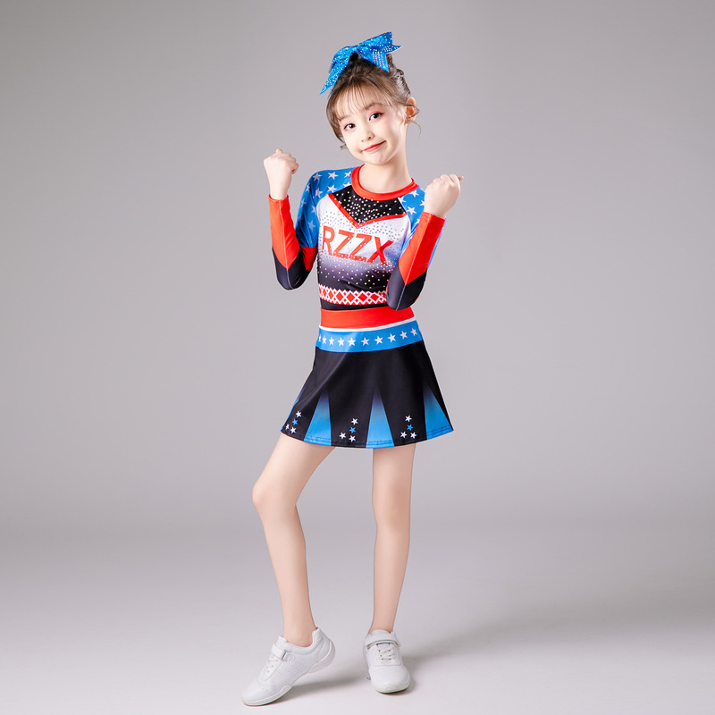 Children's Cheerleading Performance Clothing Long-Sleeved New Girls' Cheerleading Performance Clothing Aerobics Competition Competition Clothing
