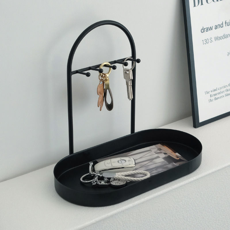 Simple Wrought Iron Key Storage Rack, Oval Tray, Key Jewelry Storage, Desktop Rack, Entrance Hall, Appearance Storage Responsibility