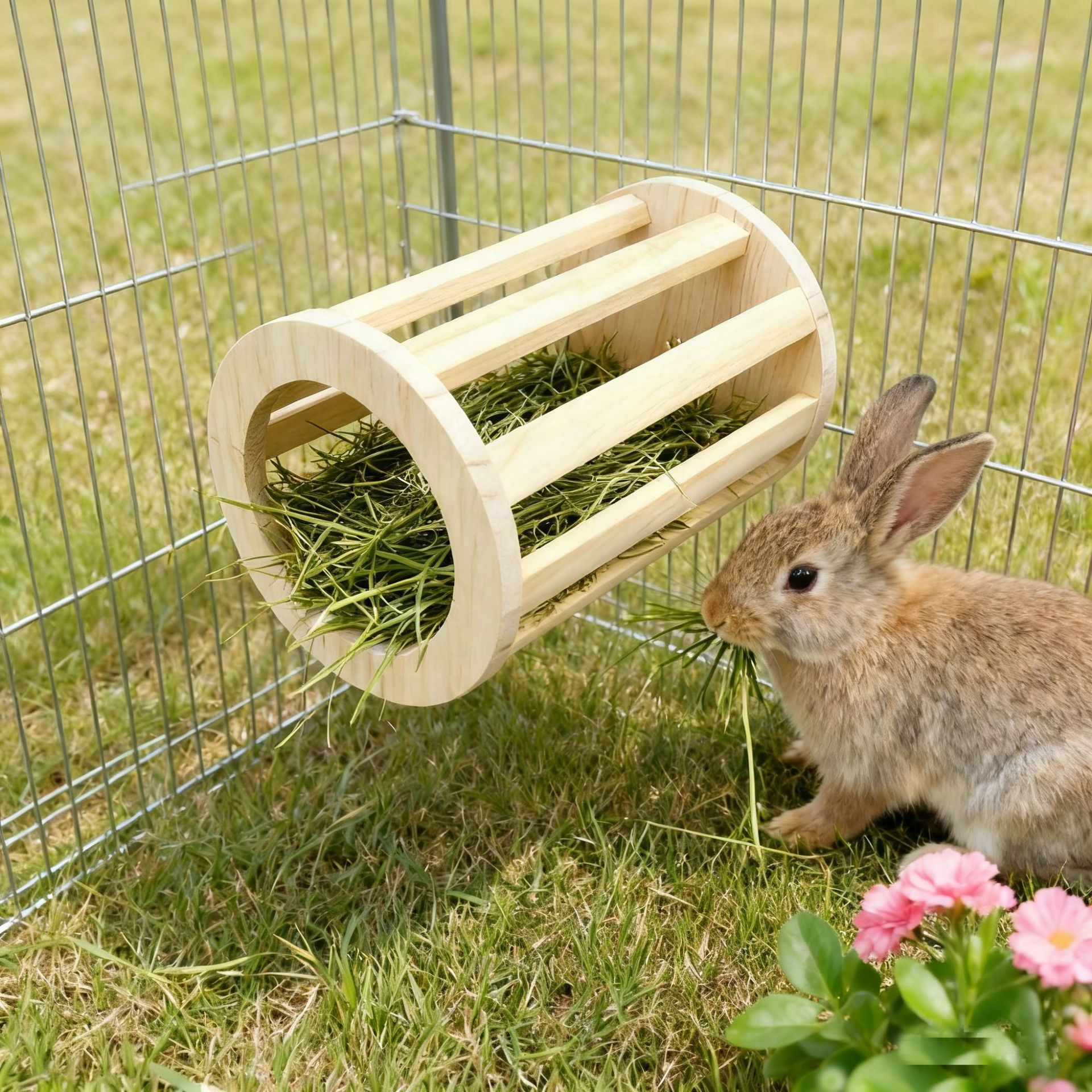 New Pet Wooden Rabbit Grass Rack Guinea Pig Hay Feeder Hanging Guinea Pig Grass Rack Pet Supplies