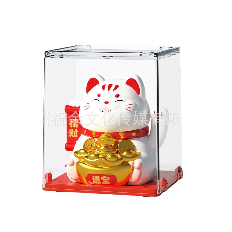 2 inch solar energy waving lucky cat with dust cover home accessories car decoration shop opening gift