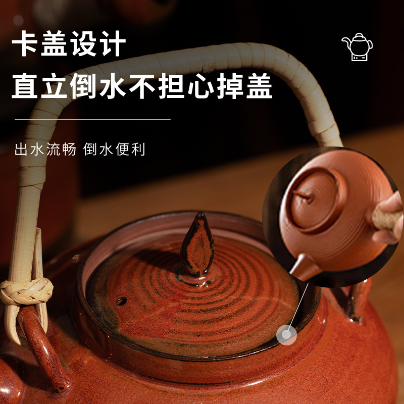 Fire Carbon Stove Household Kiln Change Red Mud Ceramic Water Boiling Beam Pot High Temperature Resistant Enclosure Furnace Tea Boiler Jumping Cover Pot Alcohol Stove