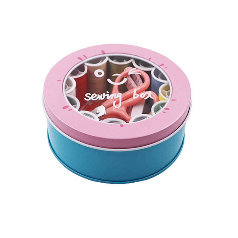 Factory Direct sewing box round iron box suit home sewing tools household student sewing suit storage box