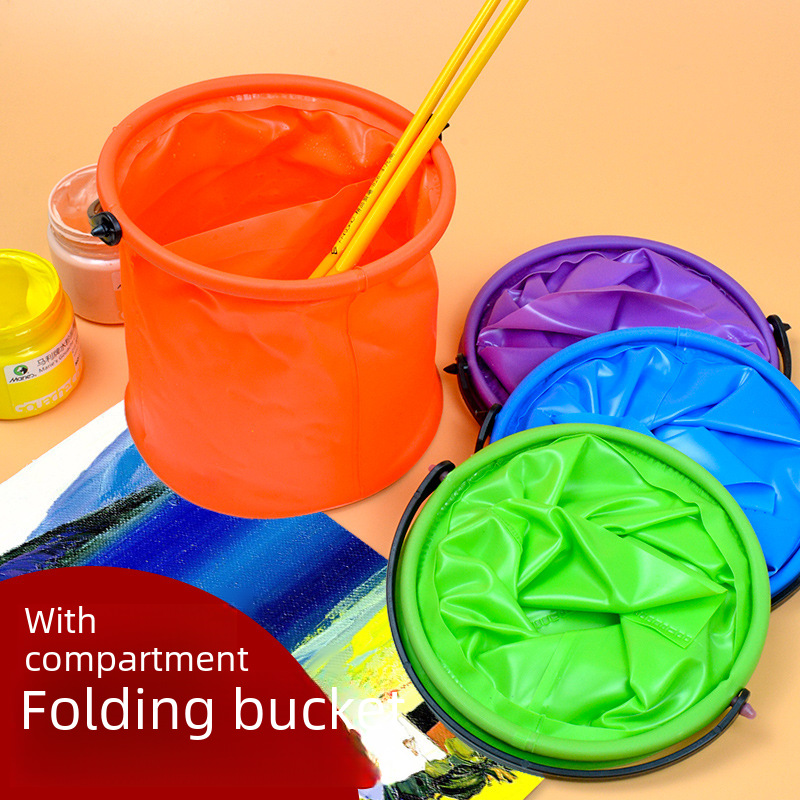 small size pen washing bucket with compartment non-compartment pen washing container folding telescopic pen washing bucket with compartment painting