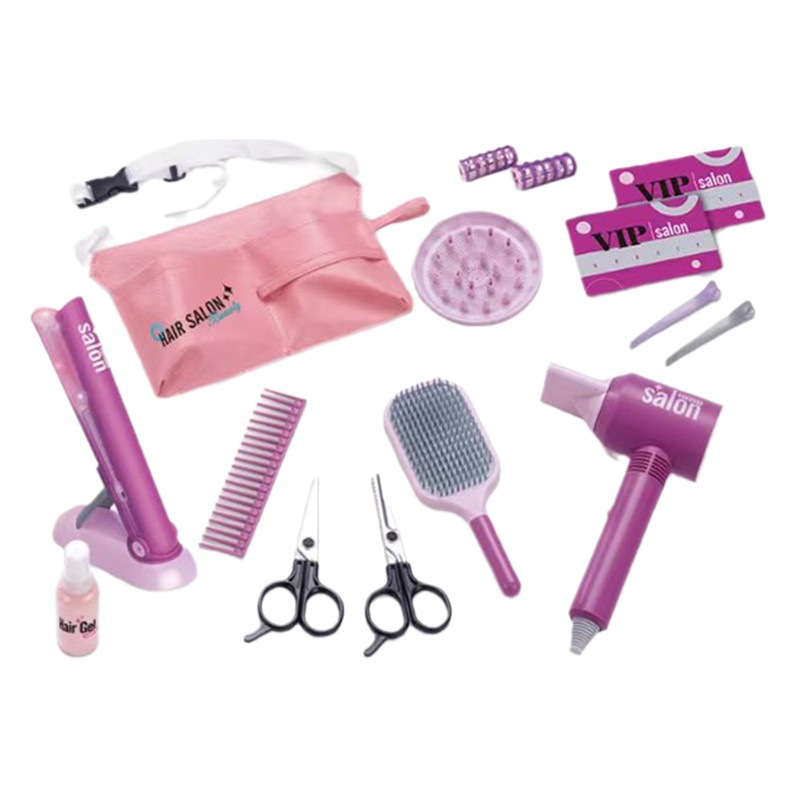 2025 Amazon New Toy Barber Salon Set Simulation Hair Dryer Hair Stick Girls Toy 17-Piece Set
