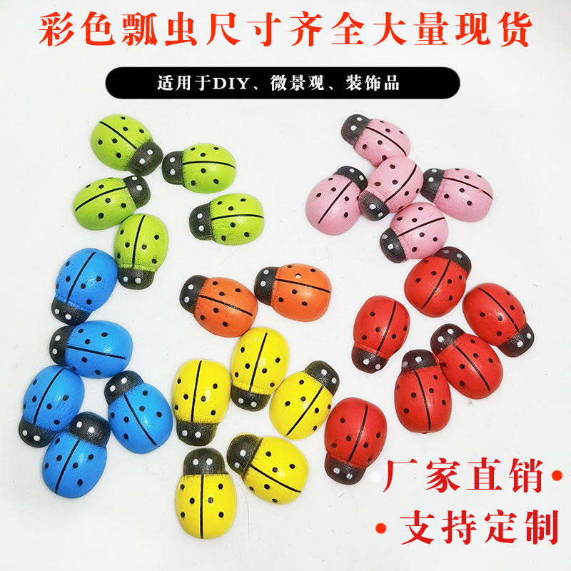 Micro Landscape DIY Fleshy Small Ornaments Mini Wooden Colorful Coccinella Beetle Paste Decorative Accessories