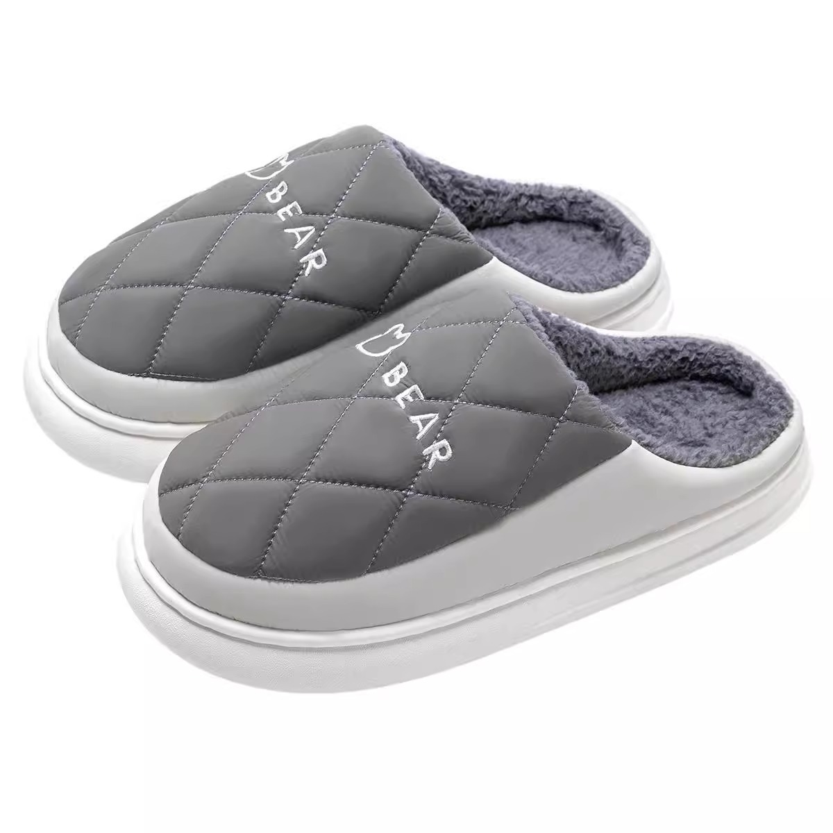 Autumn and winter new home plush slippers men's and women's waterproof slippers thick-soled household cotton slippers home warm wholesale