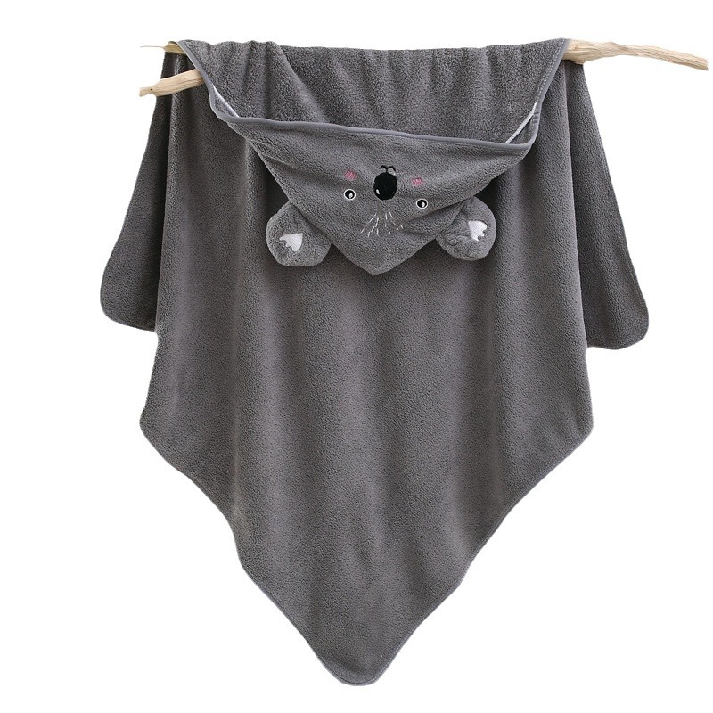 Baby Bath Towel Newborn Coated Coral Fleece Hat Cloak Autumn and Winter Baby Blanket Cartoon Embroidered Bathrobe