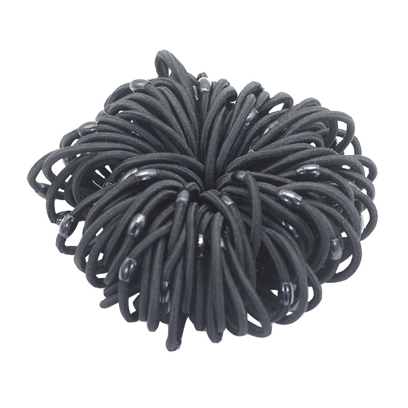 High elastic hair ring 04 black beads hair rope simple durable black head rope hair rubber band manufacturers wholesale jewelry
