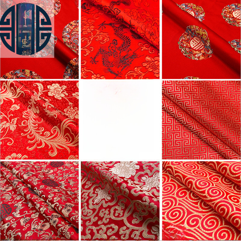 Spot imitation silk brocade satin fabric mahogany furniture cushion fabric cheongsam Hanfu Tang suit decorative fabric