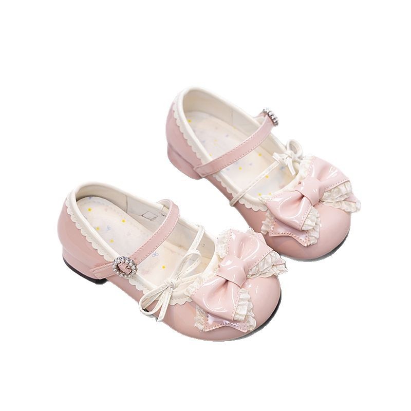 Cross-border Girls Small Leather Shoes Children 2025 Spring New Lolita Princess Shoes Girls Bow Non-slip Single-layer Shoes