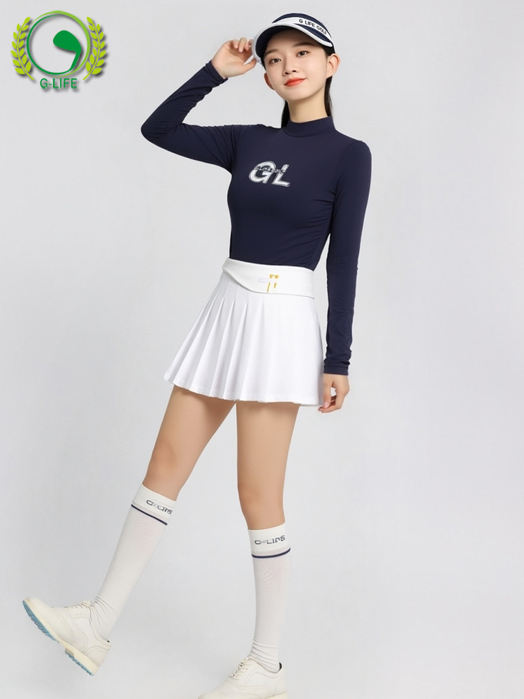 New Golf Women's Long-Sleeved Quick-Drying Sports Tops Zipper Cardigan Jacket Vest Women's Clothing Pleated Culottes