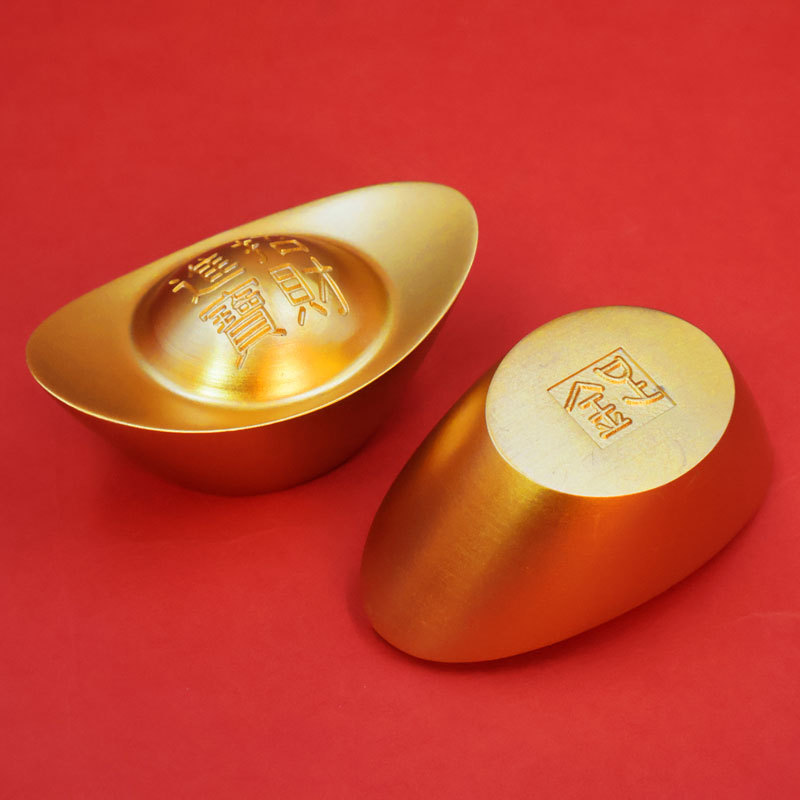 New Gold Ingot Ornaments Solid Brass Sand Gold Ingot Copper Paperweight Imitation Gold Copper Gold Bars to Attract Wealth Household Ornaments