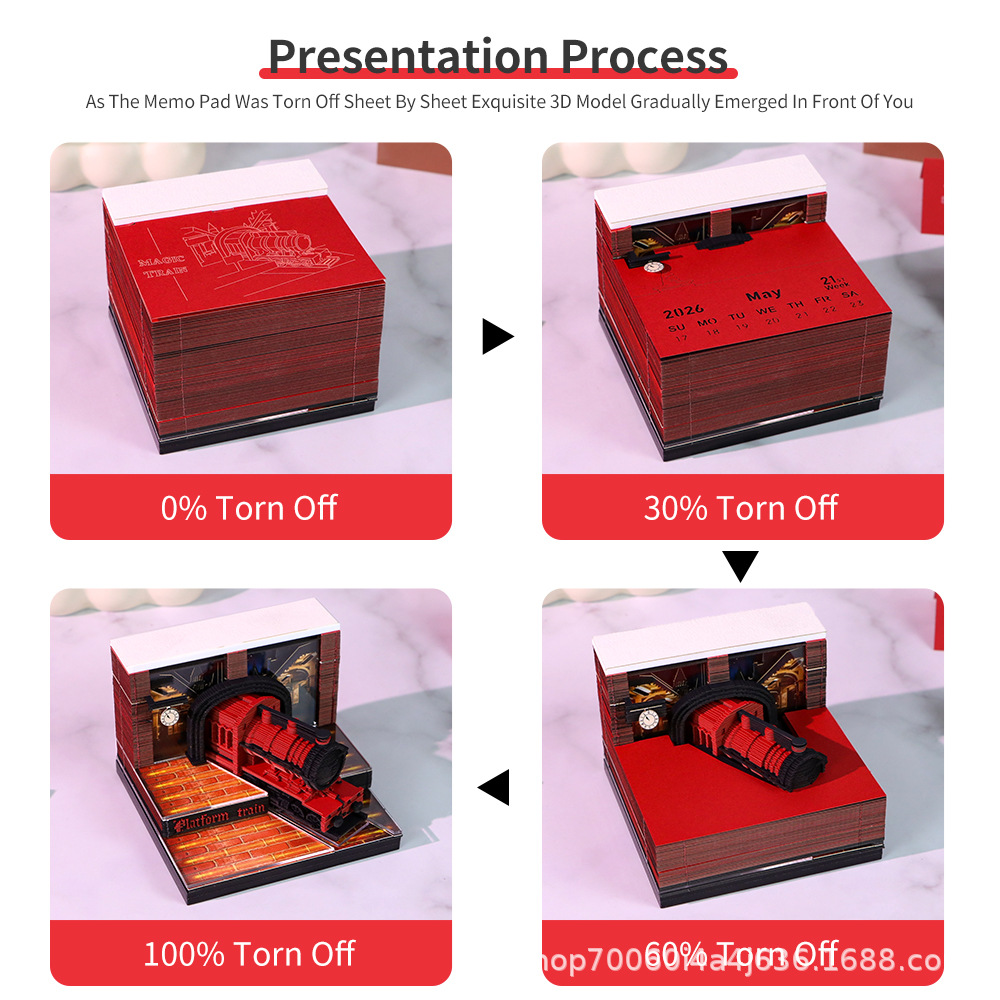 Magic Platform Train Cross-Border 3D with 2026 Calendar Note Pad Ready for Quick Delivery