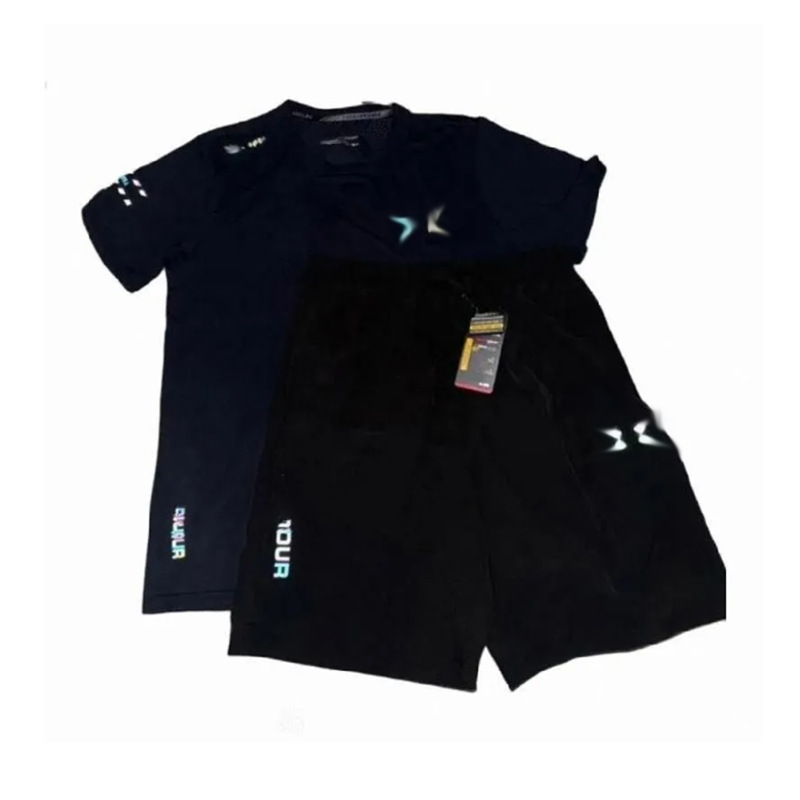 European and American Cross-Border Ice Silk Quick-Drying Short-Sleeved T-Shirt Men's Loose Round Neck Elastic Casual Top Outdoor Running Fitness Clothing