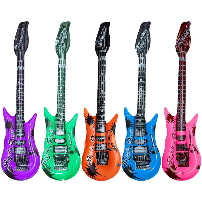 Cross-Border Environmentally Friendly Pvc Party Entertainment Stage Props Kidsren's Artificial Guitar Musical Instrument Toy Inflatable Microphone