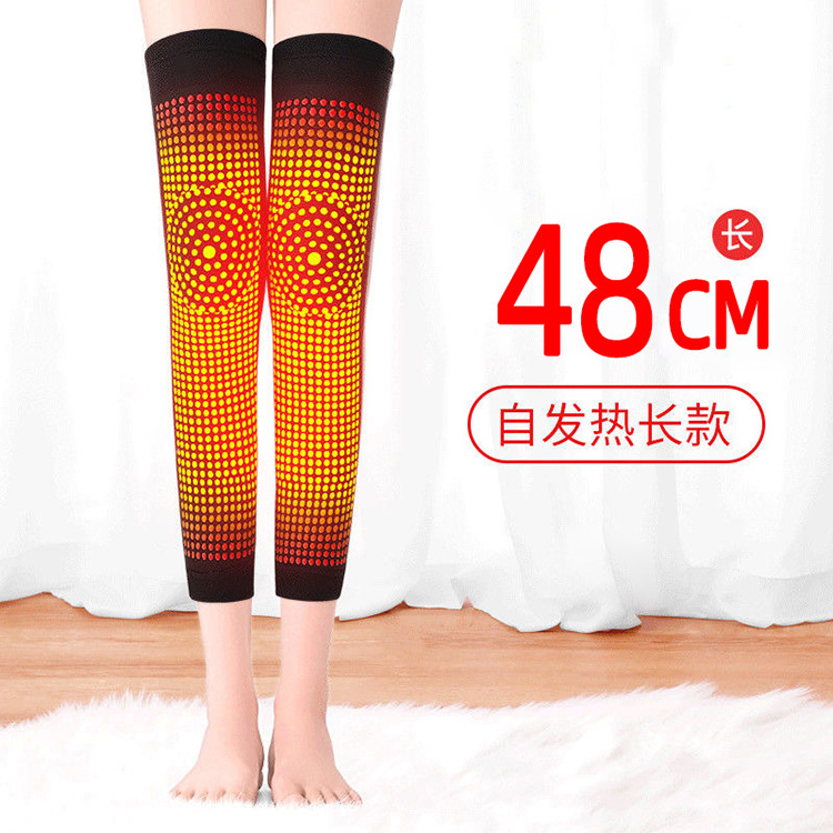 Autumn and winter warm thickened wormwood gold velvet knee pads for middle-aged and elderly knee joint warm cover strap knitted knee pads