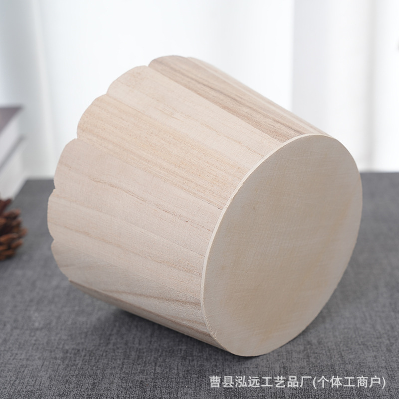 Paulownia Bath Products Barrel Wooden Flower Pot Soybean Peanut Grain Storage Barrel Sundries Desktop Finishing Ornaments