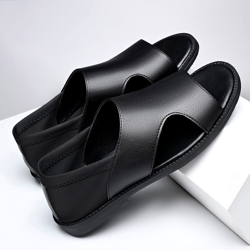 Outdoor Plain Face Breathable Men's Soft Bottom Open Toe Summer Beach Shoes Wear-resistant Outwear Fashionable Casual Style Summer Men's