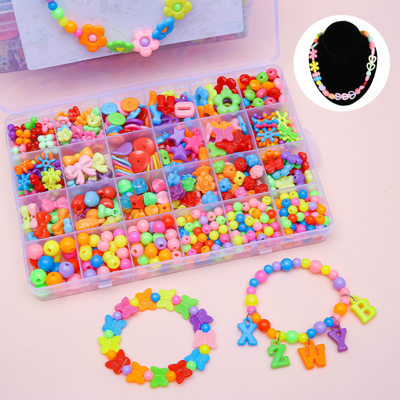 Keyou children's handmade beaded girls beaded educational toys bracelet necklace beaded diy accessories wholesale children