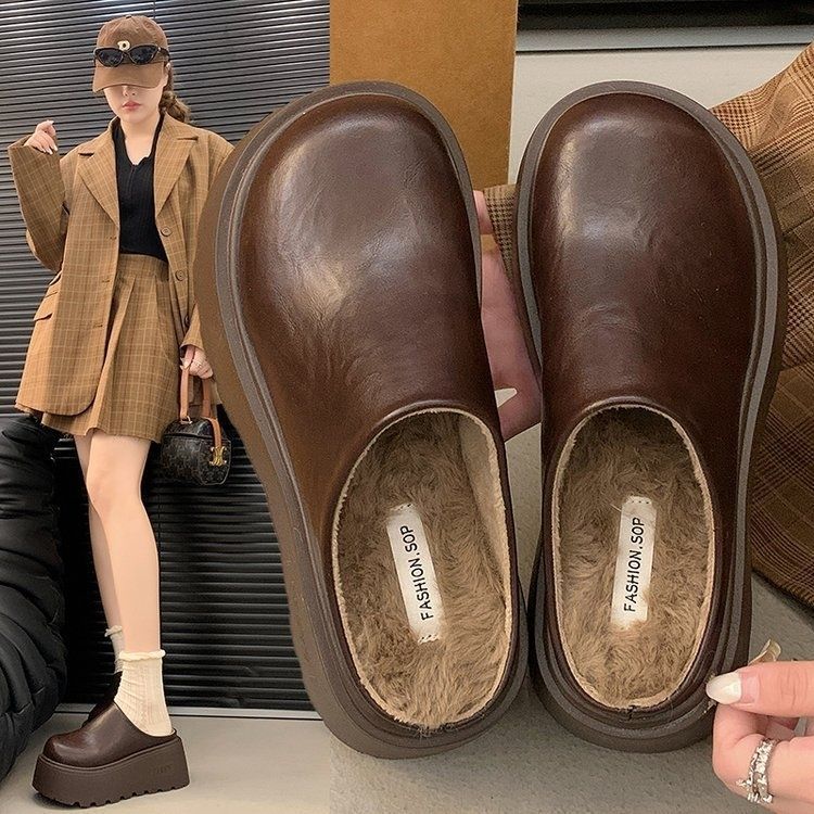 Thick-Soled Closed-Toe Mule Slippers for Everyday Use, Versatile 2024 New Lazy Style Height-Increasing Mules with Half-Heel