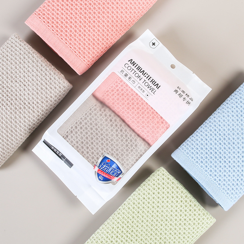 Чистое хлопковое полотенце типа A, вафельное полотенце 5A, антибактериальное, лицевое полотенце с ячеистой структурой, двойной комплект, оптовая продажа, быстрое высыхание