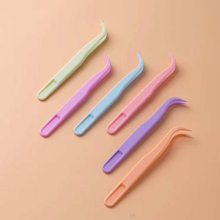 Macaron Tweezers Colorful Guka Nail Art Stickers Diamond Painting Pointed Mochi Quiet Book Plastic Elbow Tweezers