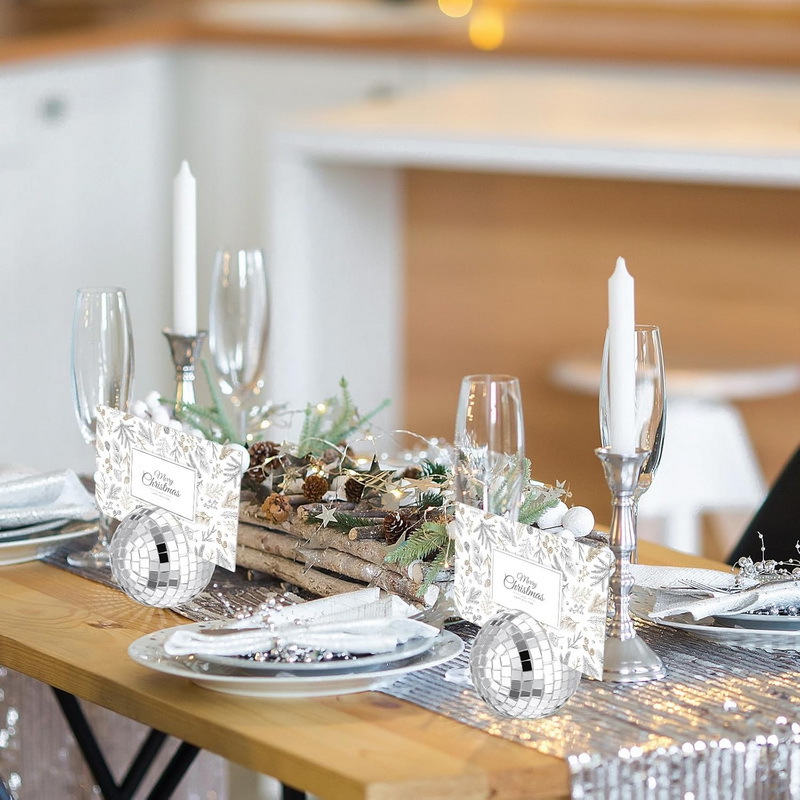 5cm Silver Pink Disco Glass Ball Table Number Stand Name Card Holder Photo Stand Wedding Birthday Party Decoration