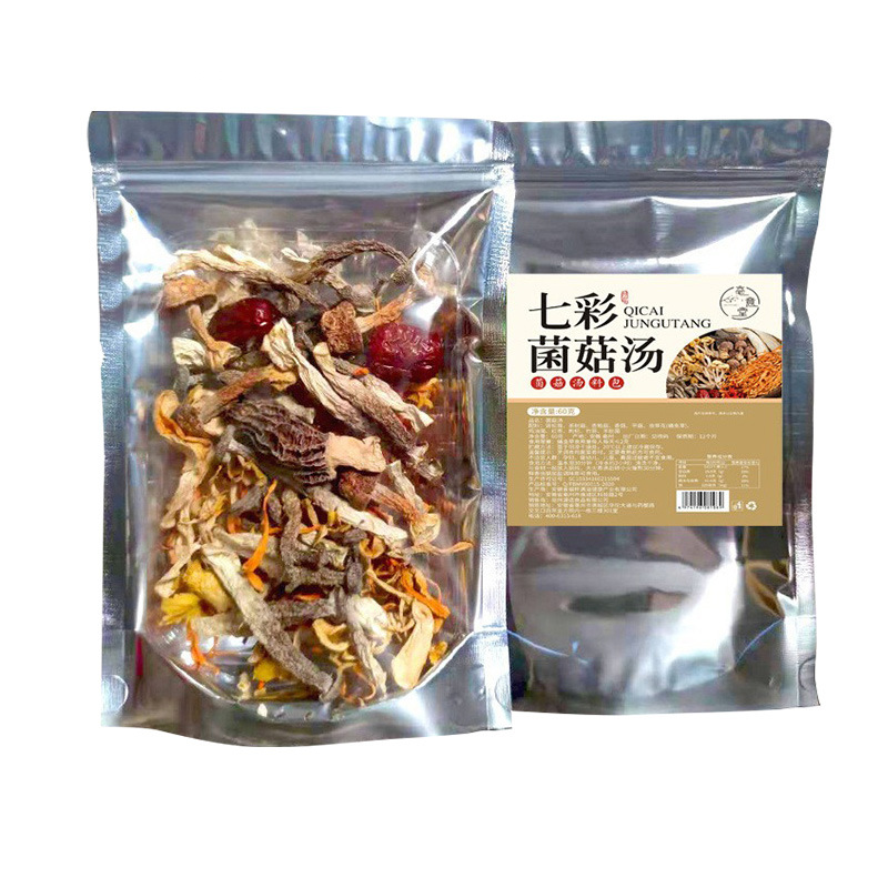 Yunnan specialty colorful mushroom soup bag mushroom soup Morchella cordyceps flower velvet mushroom dry goods source factory on behalf