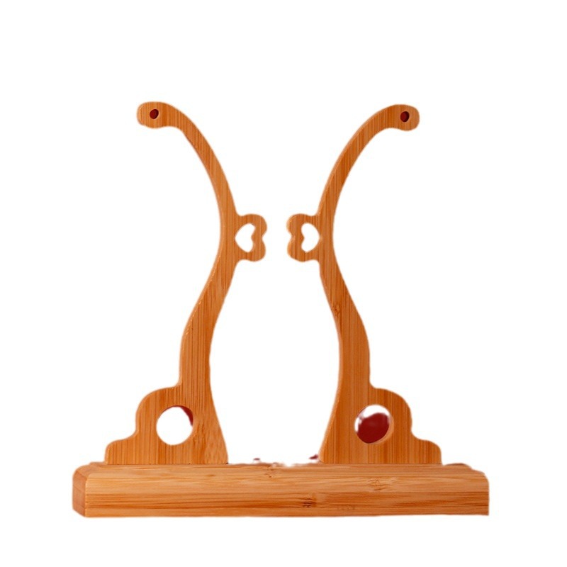 Factory wholesale bamboo fan rack bride base antique long handle fan rack raised group fan bracket wooden fan seat