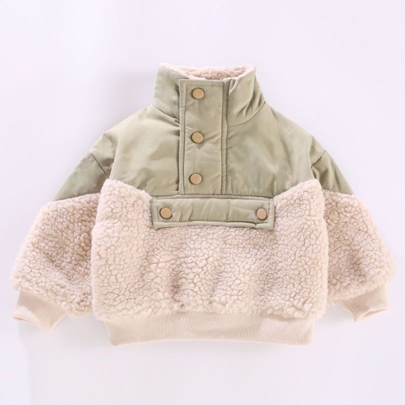 Children's Wear Children's Winter Cotton Clothes Loose Stitching Lamb Wool Fleece-Lined Sweater Thickened Warm Jacket for Baby Boys and Girls