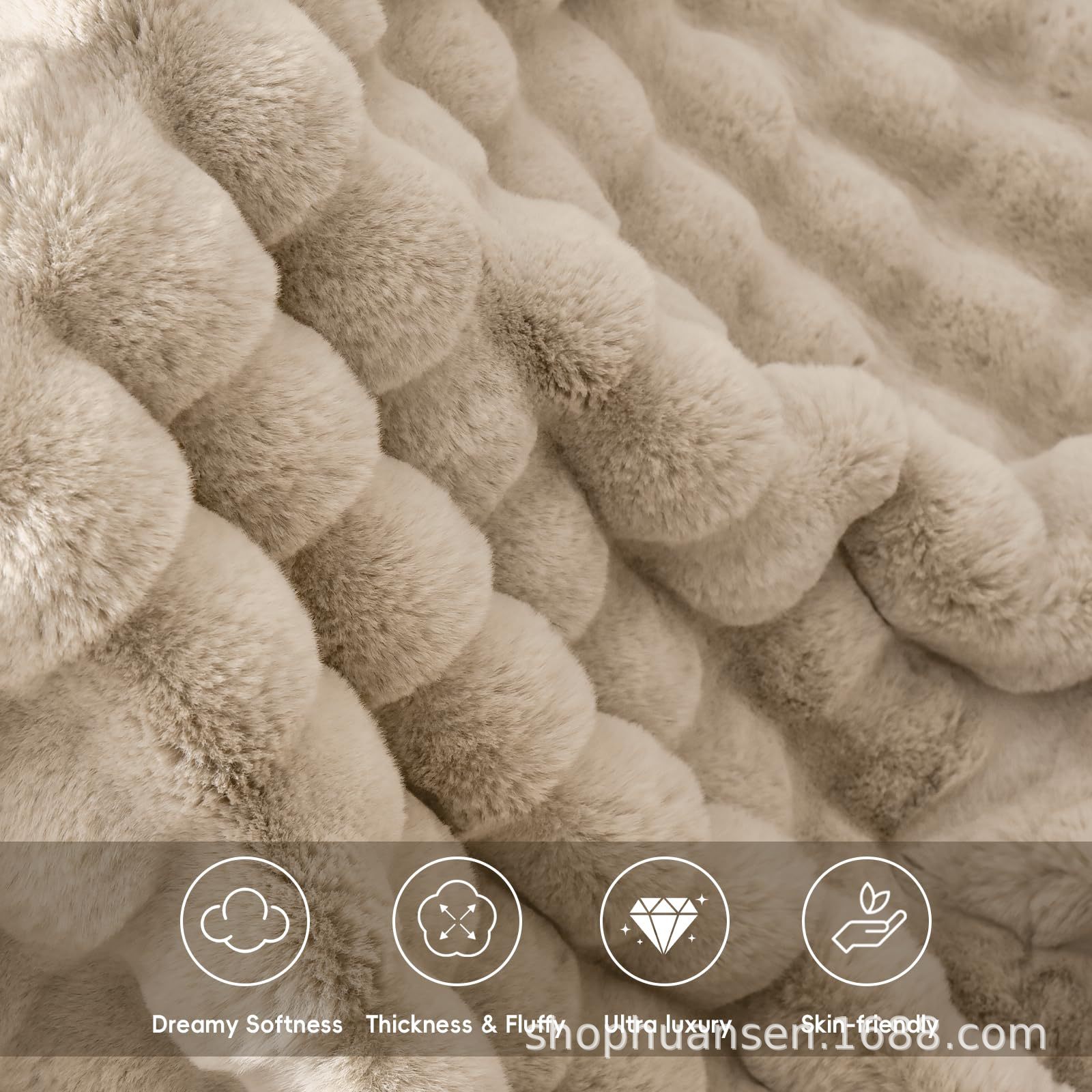 Luxurious Imitation Rabbit Fur Blanket Double Size Super Soft Fluffy Plush Warm and Comfortable Bubble Blanket Autumn and Winter