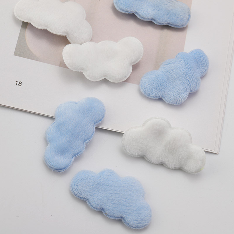 42*23MM double plush white cloud applique DIY headdress hairpin bow decorative accessories clothes hat shoes seam