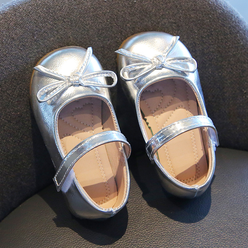 2024 new cross-border small fragrant style Mary Jane girls small leather shoes princess shoes bow baby soft shoes