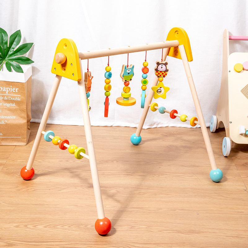 Cross-border Wooden Newborn Fitness Equipment Ornament Ring Exercise Rack Training Hand Grab Toddler Fitness Rack Toy