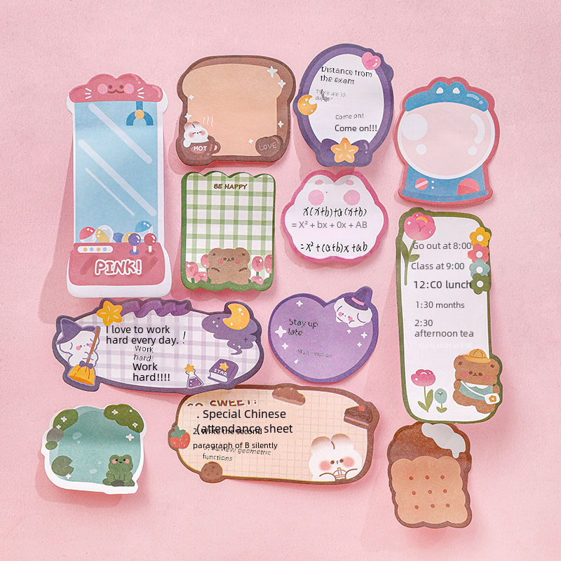 Cartoon Combination Sticky Notes, High-Looking Stationery Supplies for Students, N-Time Stickers, Note Pads, Cute Message Notes