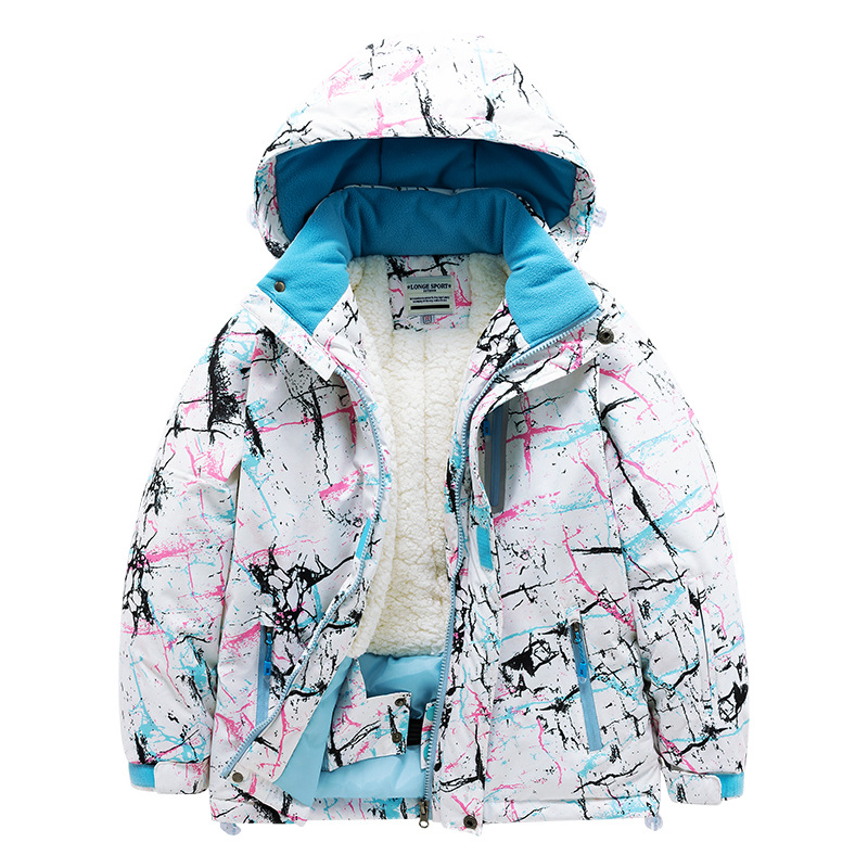 Children's Ski Suit suit Girls' Outdoor Thickened Waterproof Windproof Warm Boys' Baby Ski Clothing Trendy Equipment
