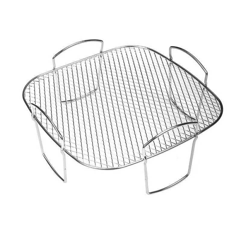 Stainless Steel Round Barbecue Net Household Multi-Purpose Oil-Draining Bbq Drying Barbecue Bracket One Layer Can Be Stacked with a Mesh Rack