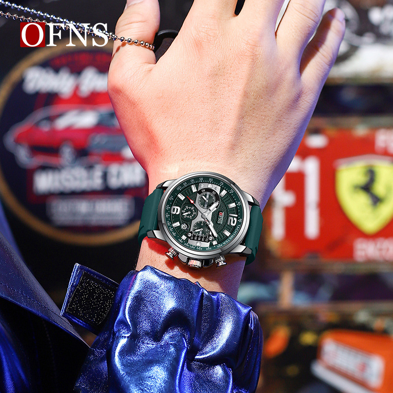 Ofns/Oufani's New Quartz Men's Watch Popular Fluorescent Calendar Strip Nail Scale Quartz Watch Manufacturer Wholesale