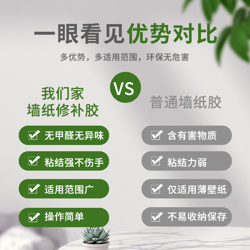 Wallpaper Adhesive, Wallpaper Glue for Repairing and Pasting, Special Glue for Repairing Warped Edges, Strong Rice Glue, No Mixing Required, Household Waterproof Glue