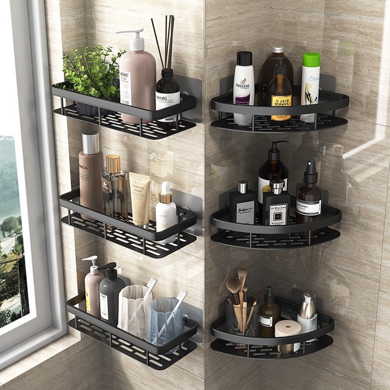 Cross-Border Bathroom Triangle Storage Rack Without Punching Holes, Bathroom Wall-Mounted Toilet Storage Rack with Free Labeling